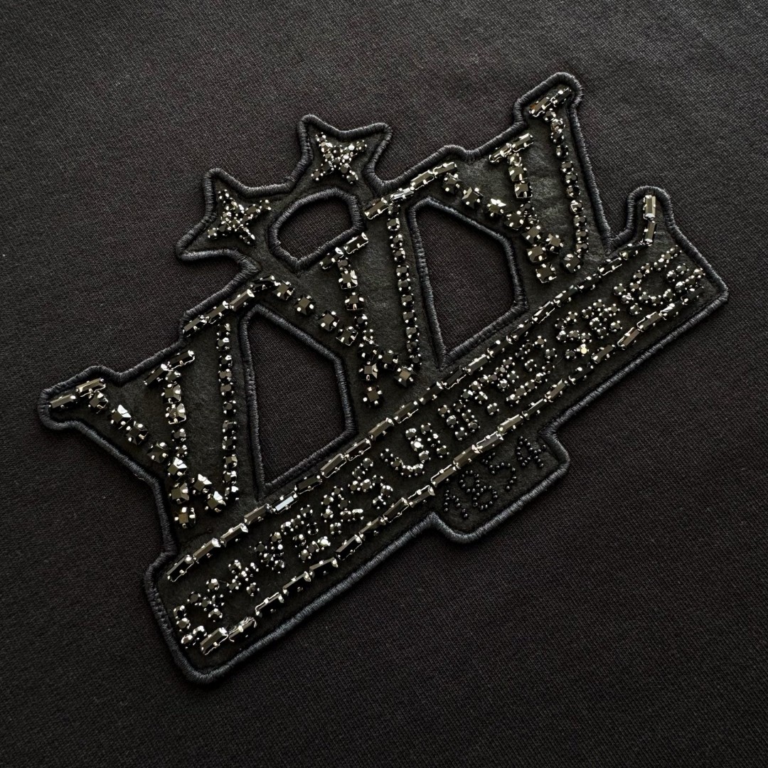 LOUIS VUITTON 路易威登 章仔刺绣手工钻套头卫衣 外套 黑色 B5 1AHCNF