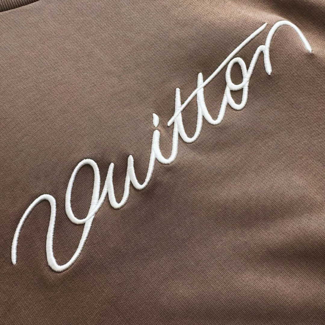 LOUIS VUITTON 路易威登 字母刺绣圆领卫衣 外套 褐色 B0 1AHEFS
