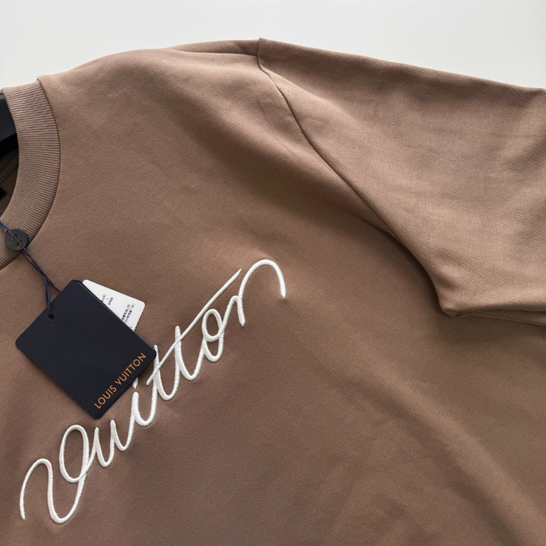LOUIS VUITTON 路易威登 字母刺绣圆领卫衣 外套 褐色 B0 1AHEFS
