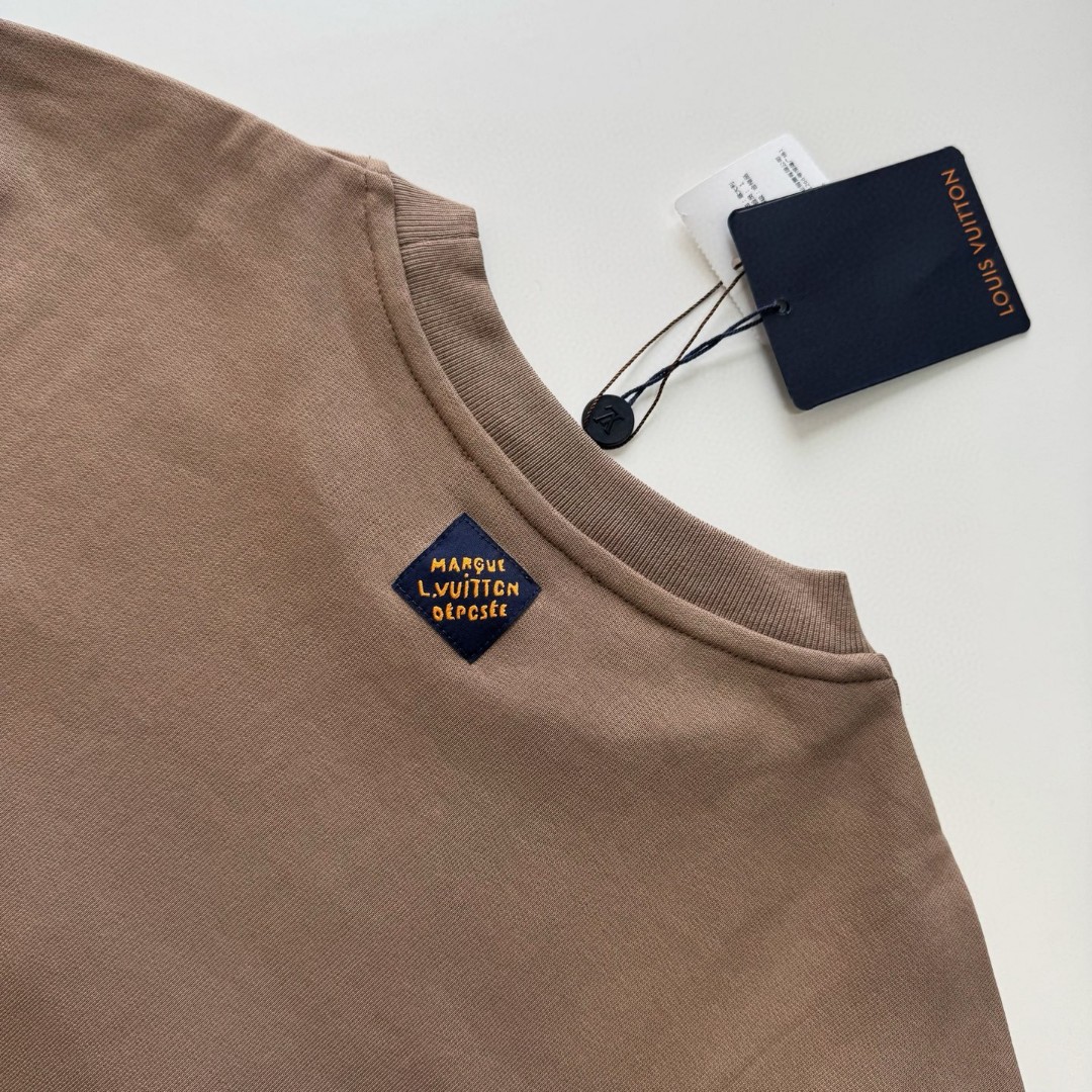 LOUIS VUITTON 路易威登 字母刺绣圆领卫衣 外套 褐色 B0 1AHEFS