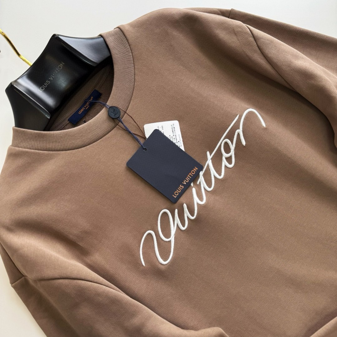 LOUIS VUITTON 路易威登 字母刺绣圆领卫衣 外套 褐色 B0 1AHEFS
