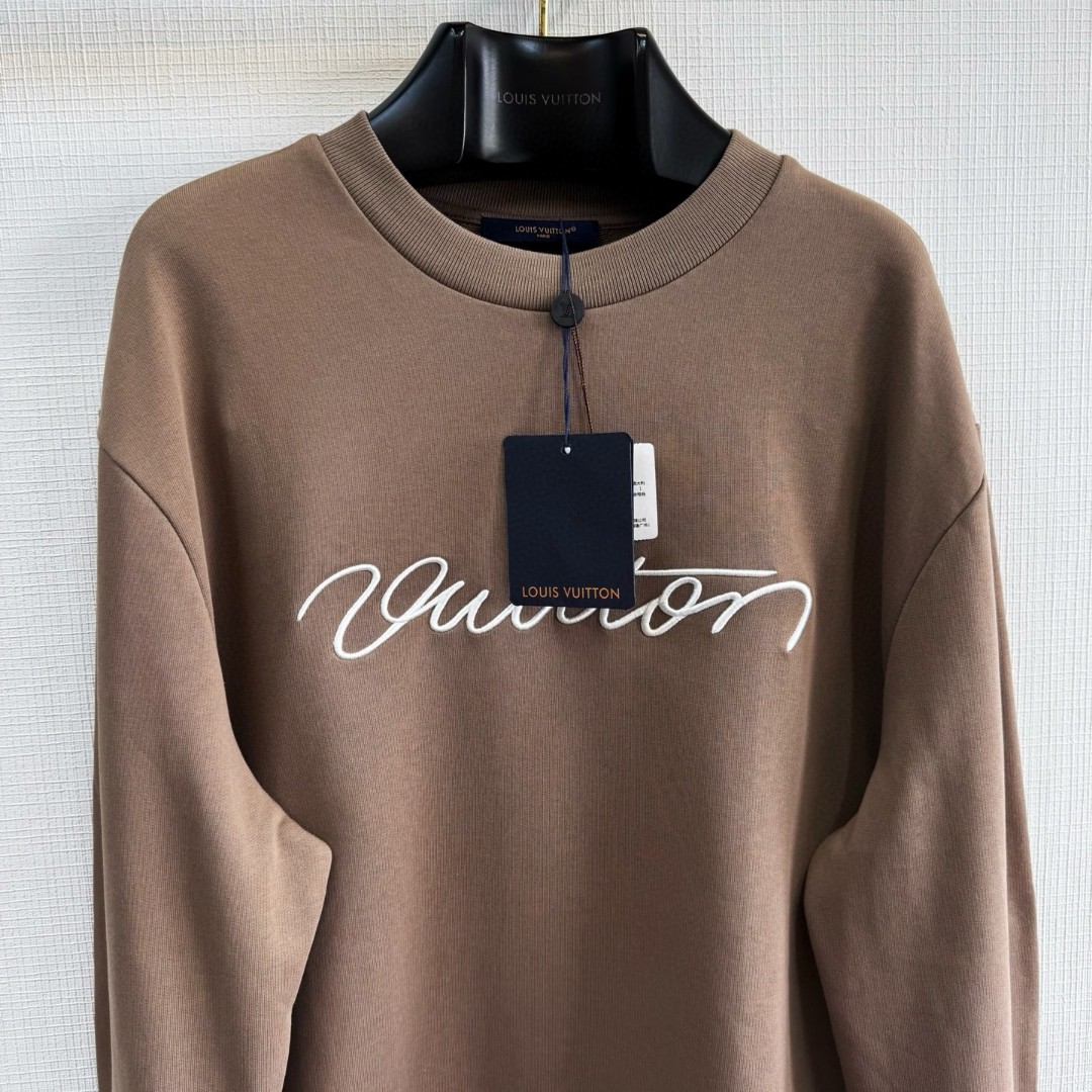 LOUIS VUITTON 路易威登 字母刺绣圆领卫衣 外套 褐色 B0 1AHEFS