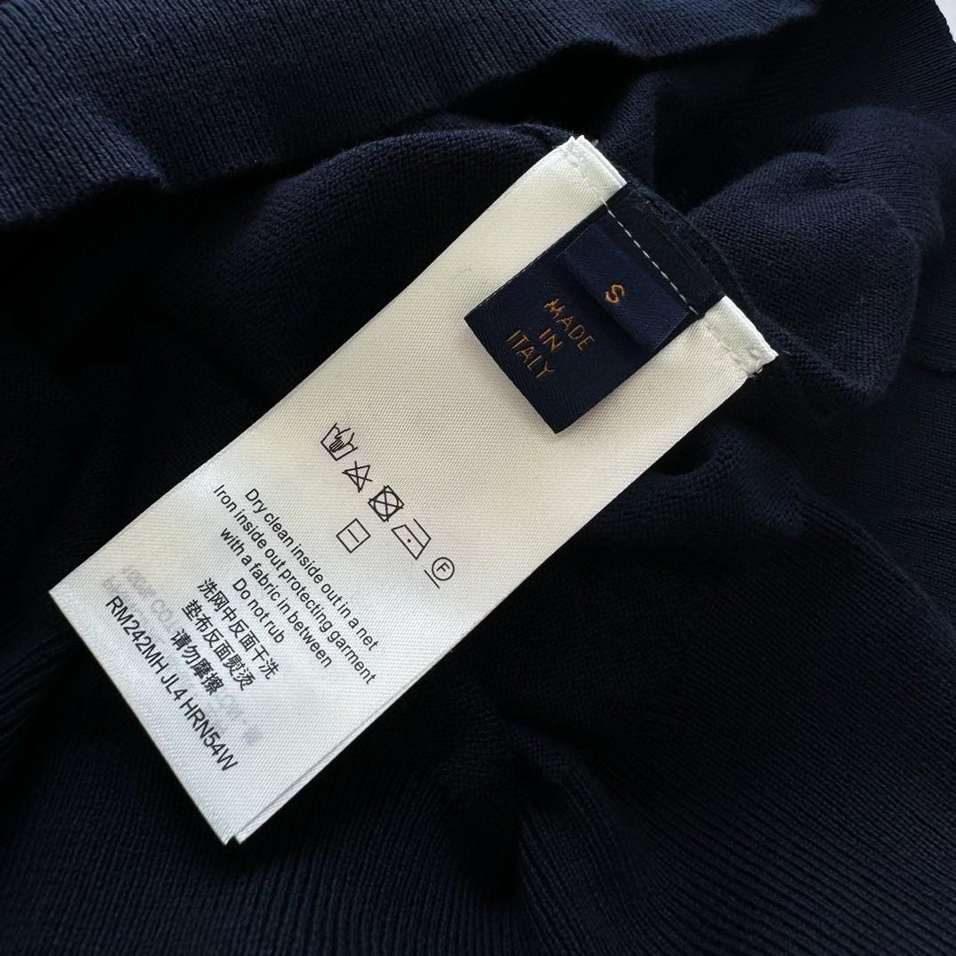 LOUIS VUITTON 路易威登 金线绣毛织Polo衫 T恤 短袖 深蓝色 A5 707274