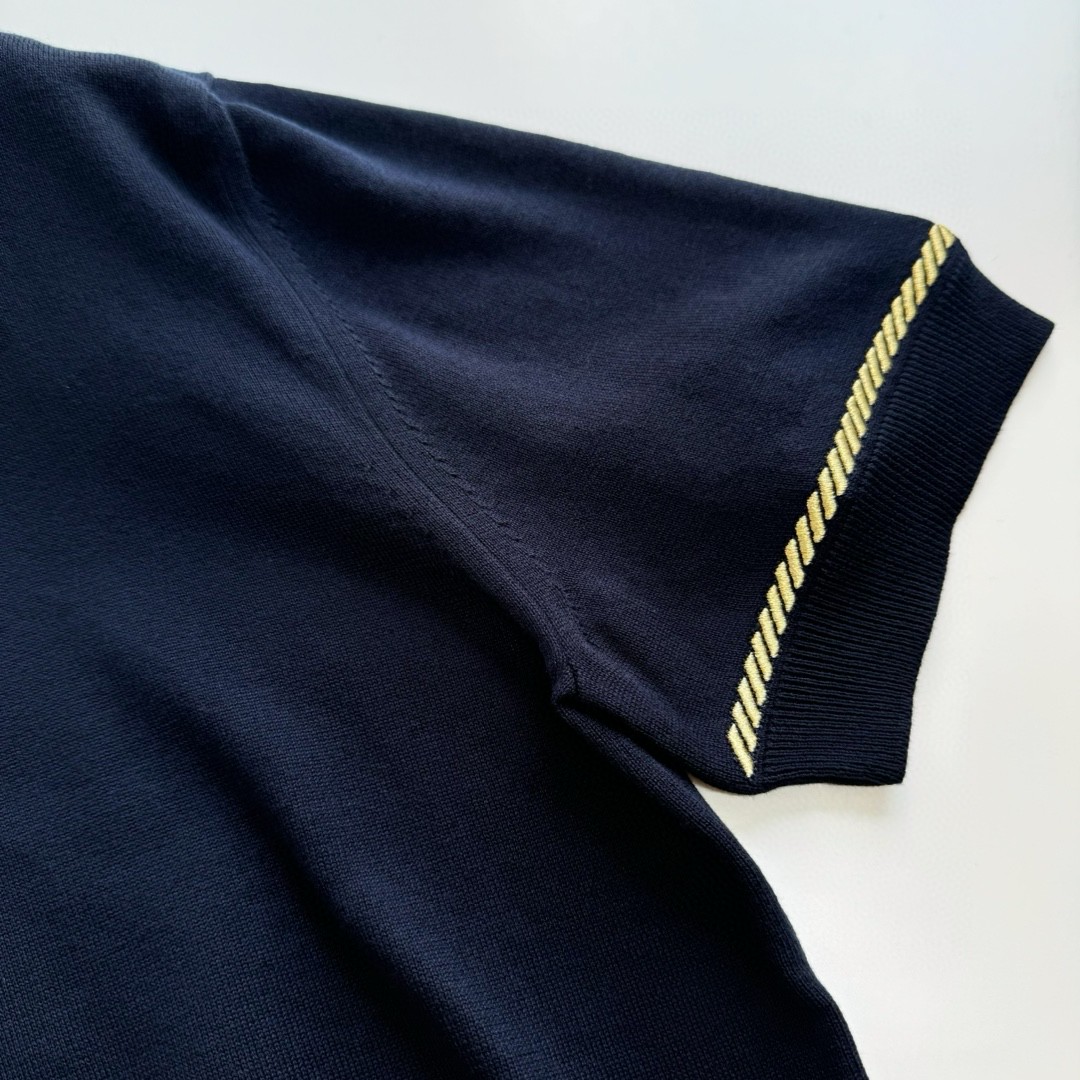 LOUIS VUITTON 路易威登 金线绣毛织Polo衫 T恤 短袖 深蓝色 A5 707274