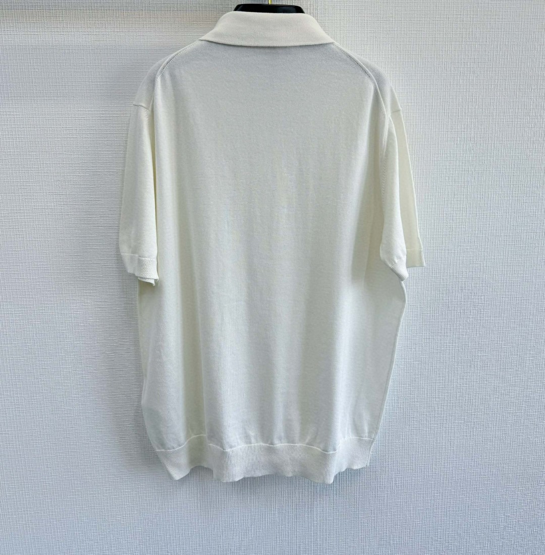 LOUIS VUITTON 路易威登 压花毛织Polo衫 T恤 短袖 白色 A5 1AFPYA