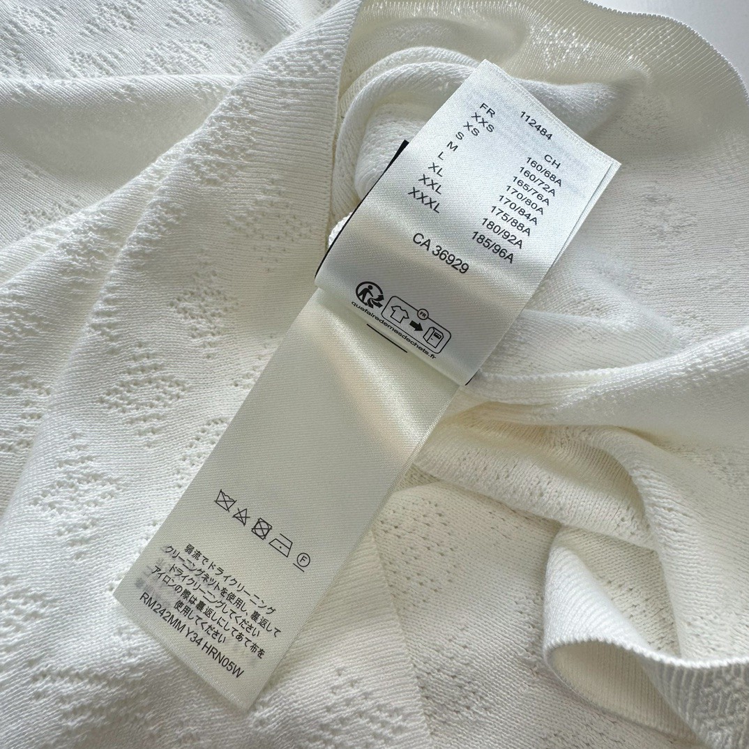 LOUIS VUITTON 路易威登 镂空提花毛织Polo衫 T恤 短袖 白色 A5 1AFPYA