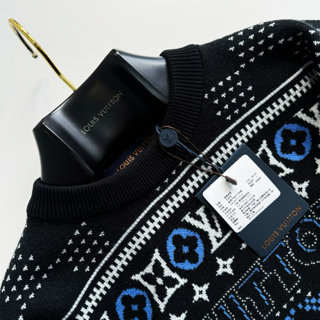 LOUIS VUITTON 路易威登 SKI系列 三花套头毛衣 针织衫 外套 长袖 黑色 B5 1AGJUD
