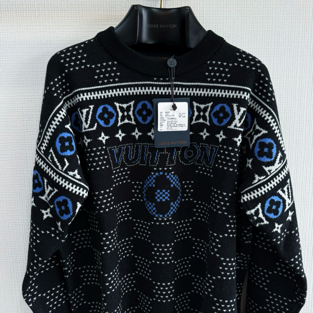 LOUIS VUITTON 路易威登 SKI系列 三花套头毛衣 针织衫 外套 长袖 黑色 B5 1AGJUD