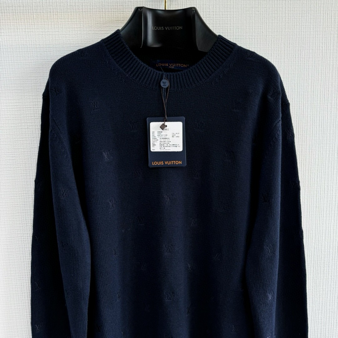 LOUIS VUITTON 路易威登 满福绣花套头毛衣 针织衫 外套 长袖 蓝色 C0