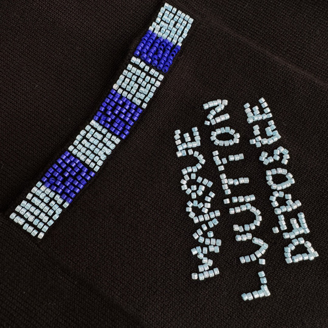 LOUIS VUITTON 路易威登 口袋串珠针织T恤 短袖 黑色 A5 1AFRJG