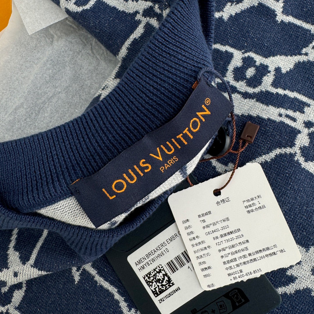 LOUIS VUITTON 路易威登 星空老花针织T恤 短袖 蓝色 B0 1AFQQR