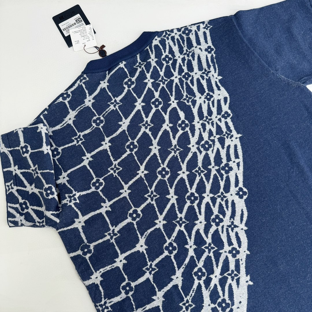 LOUIS VUITTON 路易威登 星空老花针织T恤 短袖 蓝色 B0 1AFQQR