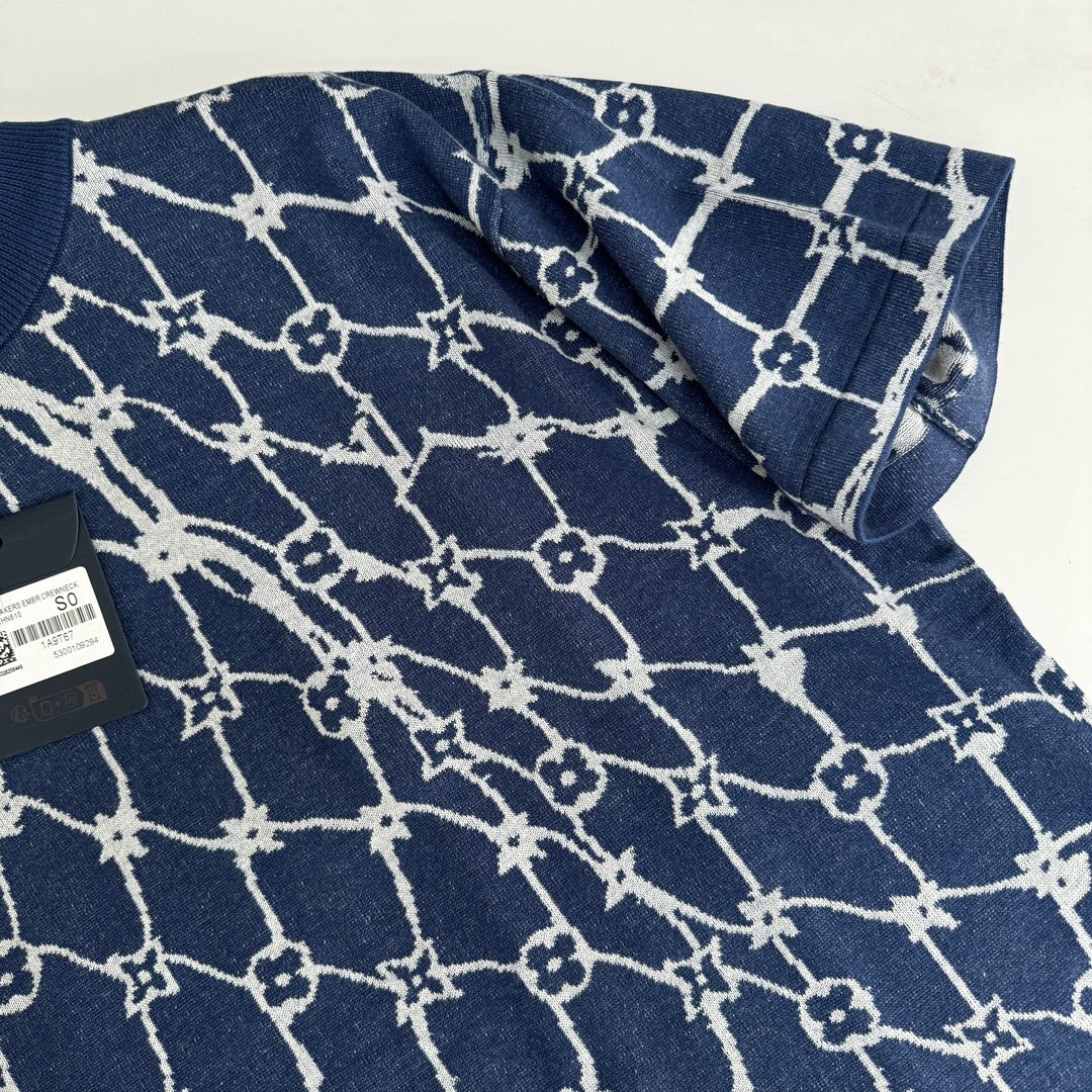 LOUIS VUITTON 路易威登 星空老花针织T恤 短袖 蓝色 B0 1AFQQR