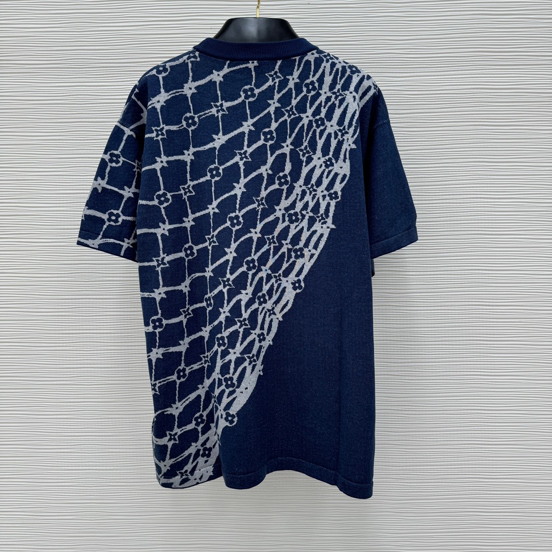 LOUIS VUITTON 路易威登 星空老花针织T恤 短袖 蓝色 B0 1AFQQR