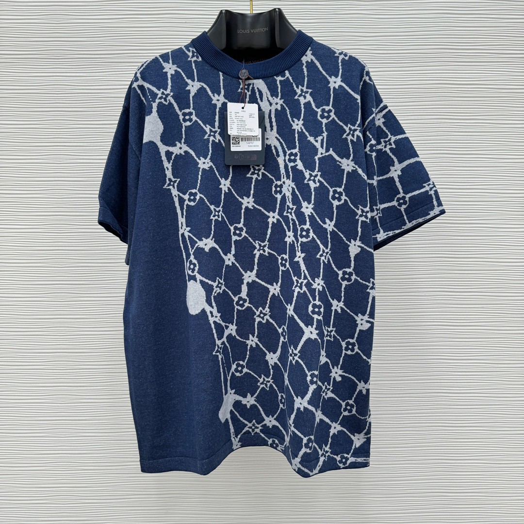LOUIS VUITTON 路易威登 星空老花针织T恤 短袖 蓝色 B0 1AFQQR