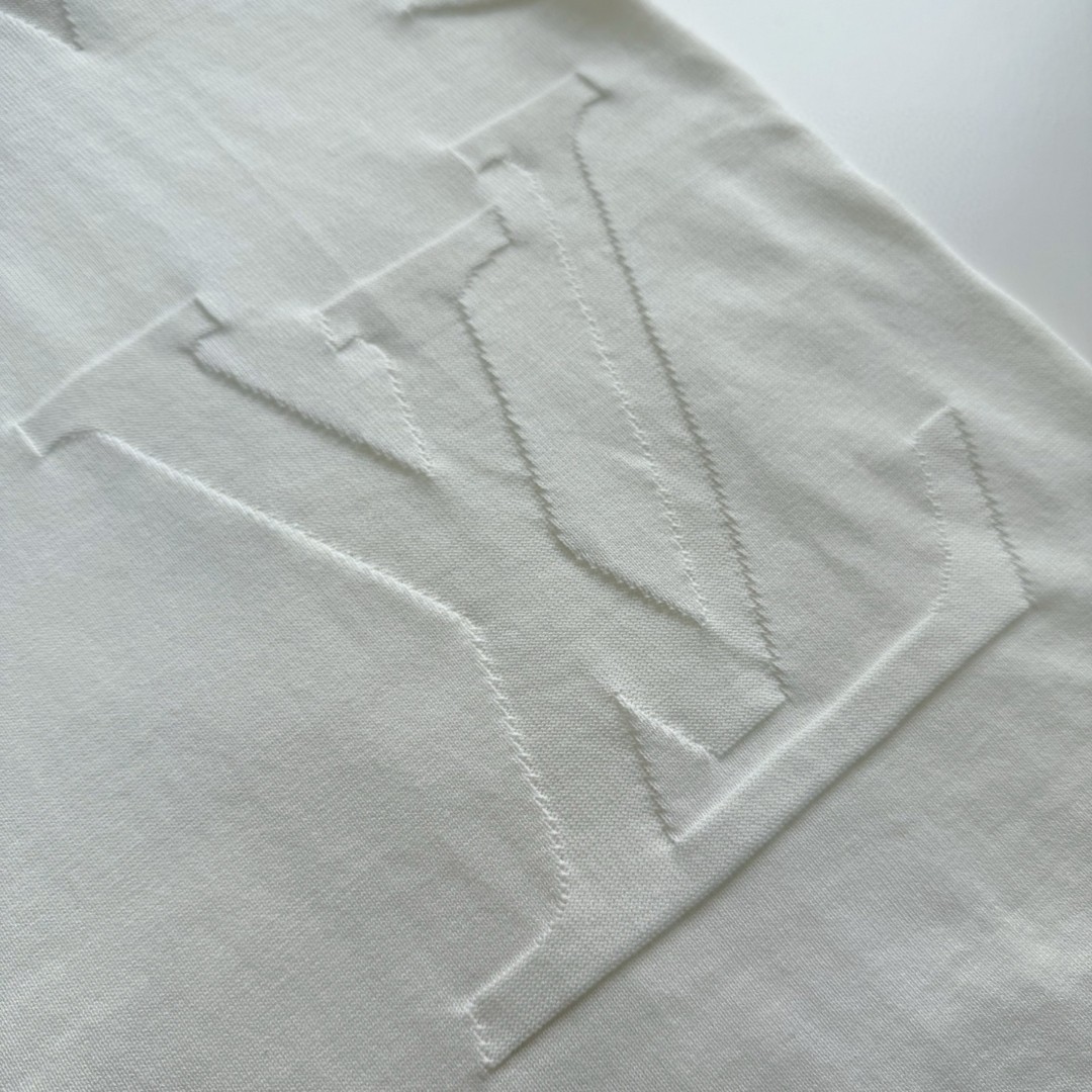 LOUIS VUITTON 路易威登 Monogram提花嵌花针织T恤 短袖 白色 A5 1AIWFP