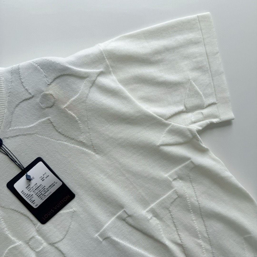 LOUIS VUITTON 路易威登 Monogram提花嵌花针织T恤 短袖 白色 A5 1AIWFP