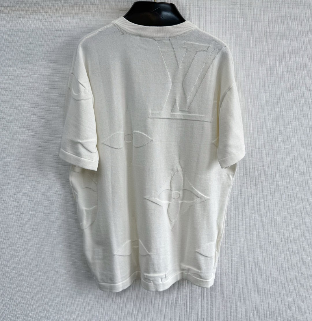 LOUIS VUITTON 路易威登 Monogram提花嵌花针织T恤 短袖 白色 A5 1AIWFP