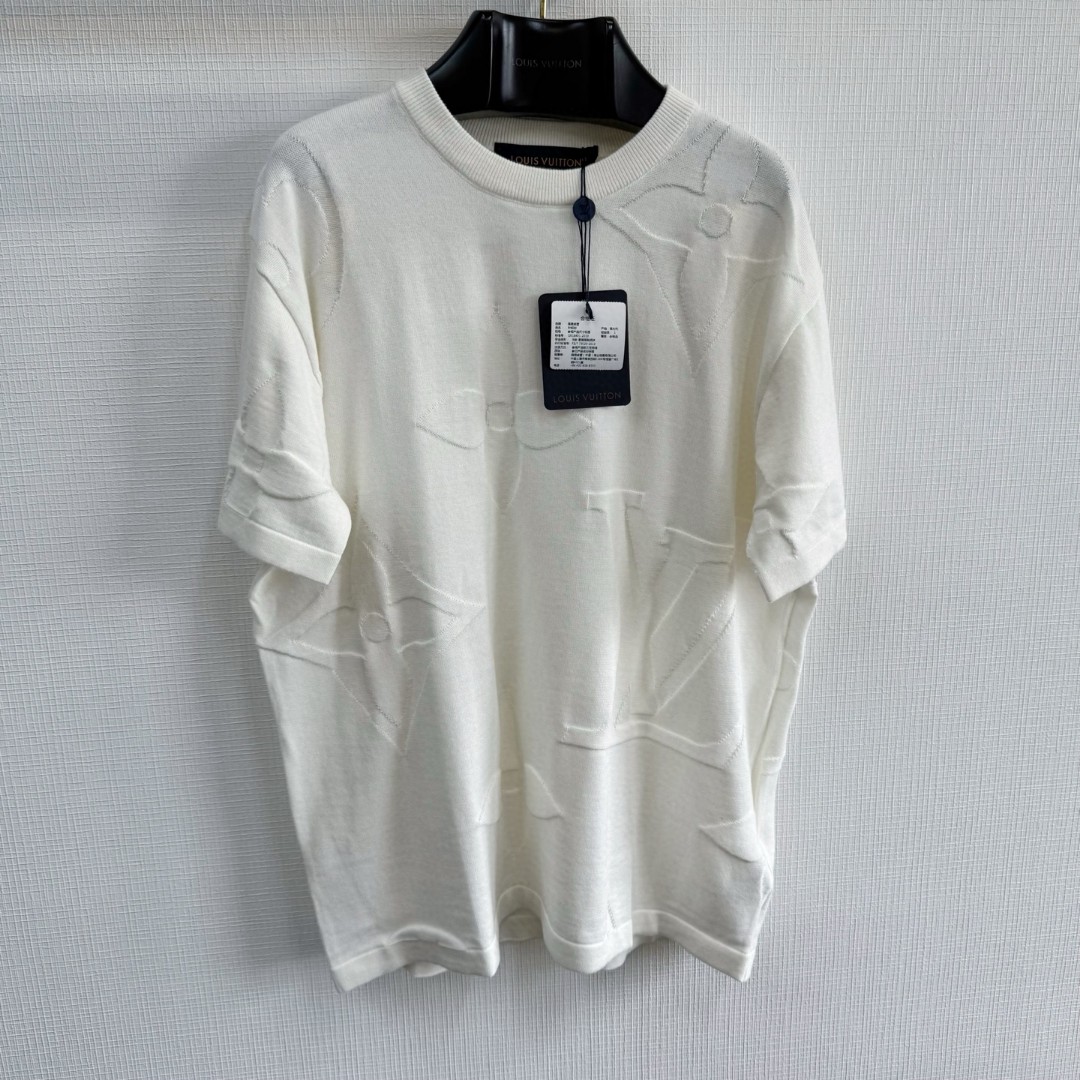 LOUIS VUITTON 路易威登 Monogram提花嵌花针织T恤 短袖 白色 A5 1AIWFP