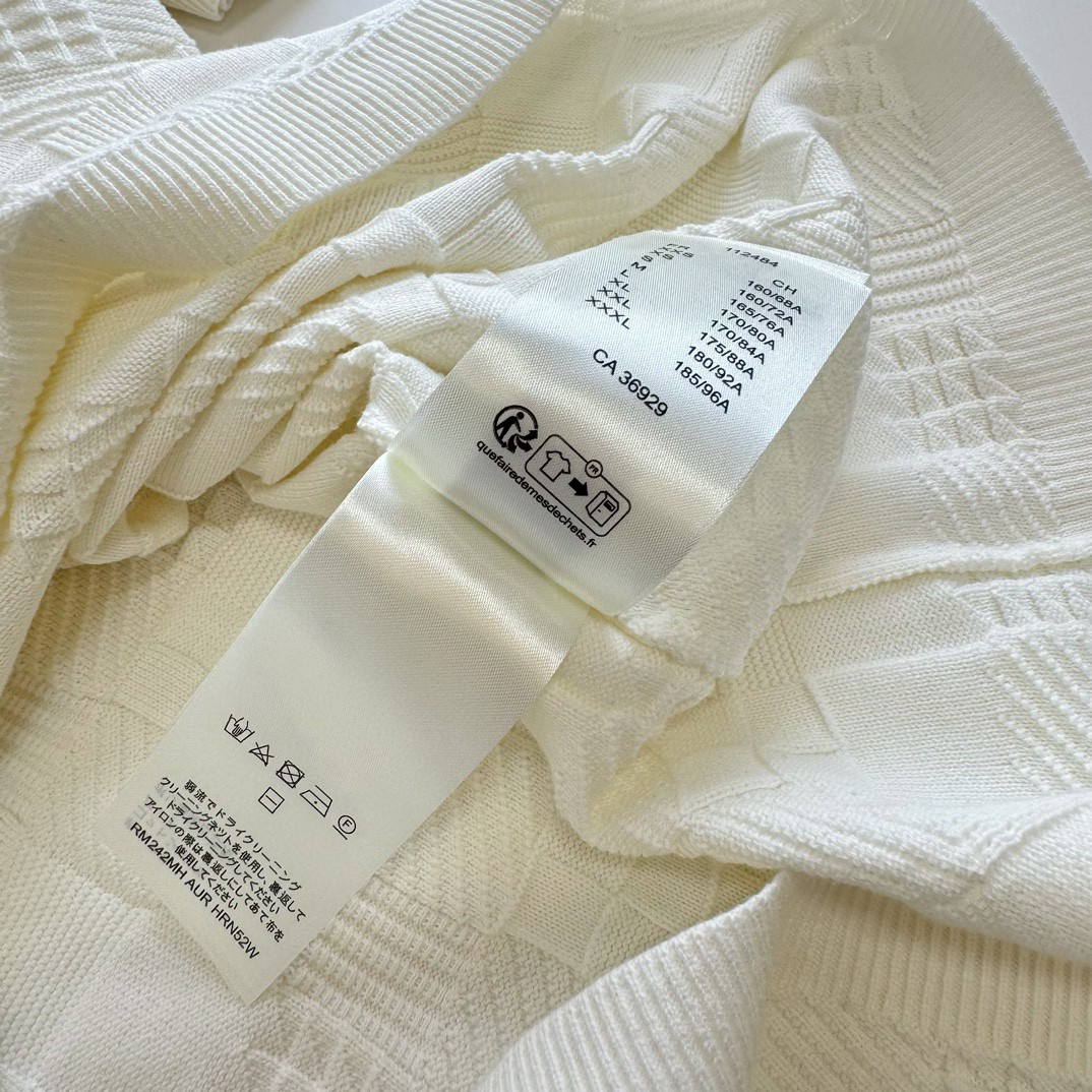 LOUIS VUITTON 路易威登 胶章格子棋盘格针织T恤 短袖 白色 A5 1AFVRT