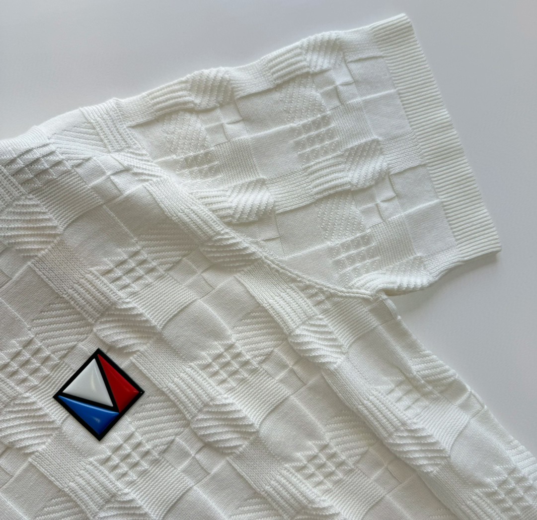 LOUIS VUITTON 路易威登 胶章格子棋盘格针织T恤 短袖 白色 A5 1AFVRT