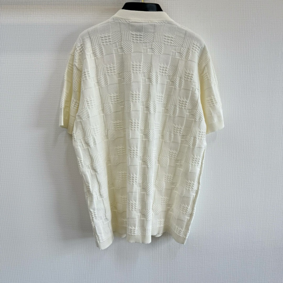 LOUIS VUITTON 路易威登 胶章格子棋盘格针织T恤 短袖 白色 A5 1AFVRT