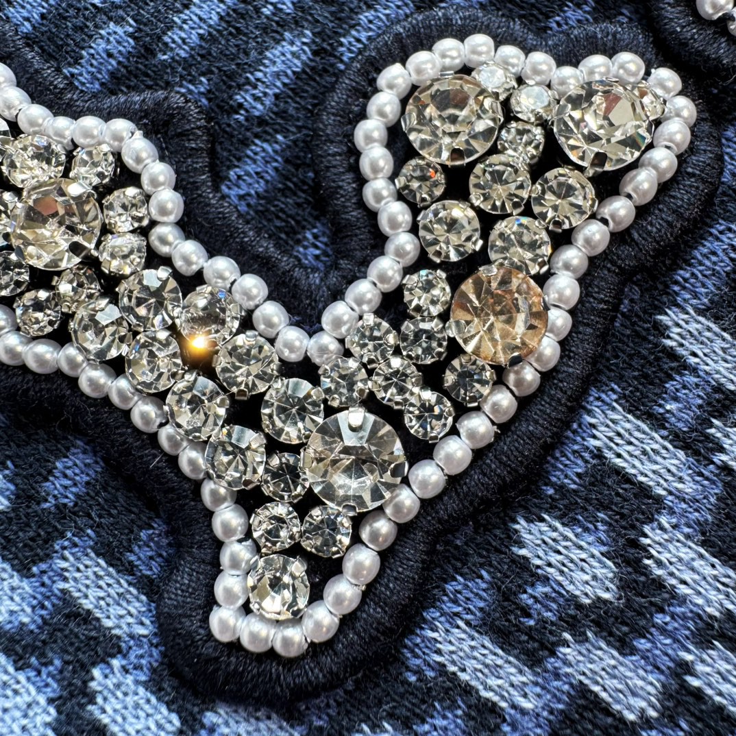 LOUIS VUITTON 路易威登 棋盘格 格纹奥钻针织T恤 短袖 棕色 蓝色 B0 1AFIUP