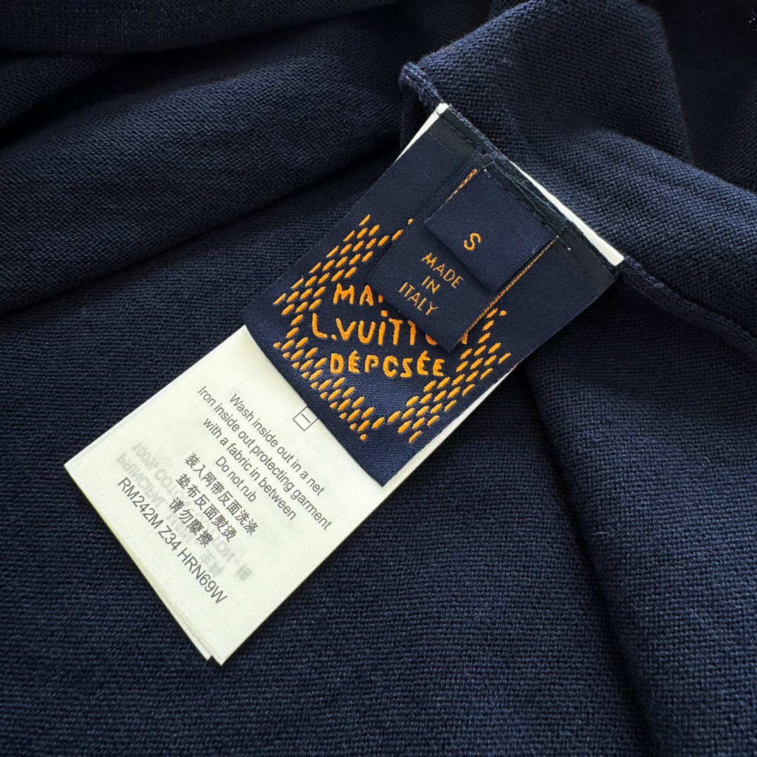 LOUIS VUITTON 路易威登 提花撞色针织T恤 短袖 藏蓝色 A5 1AFXR9