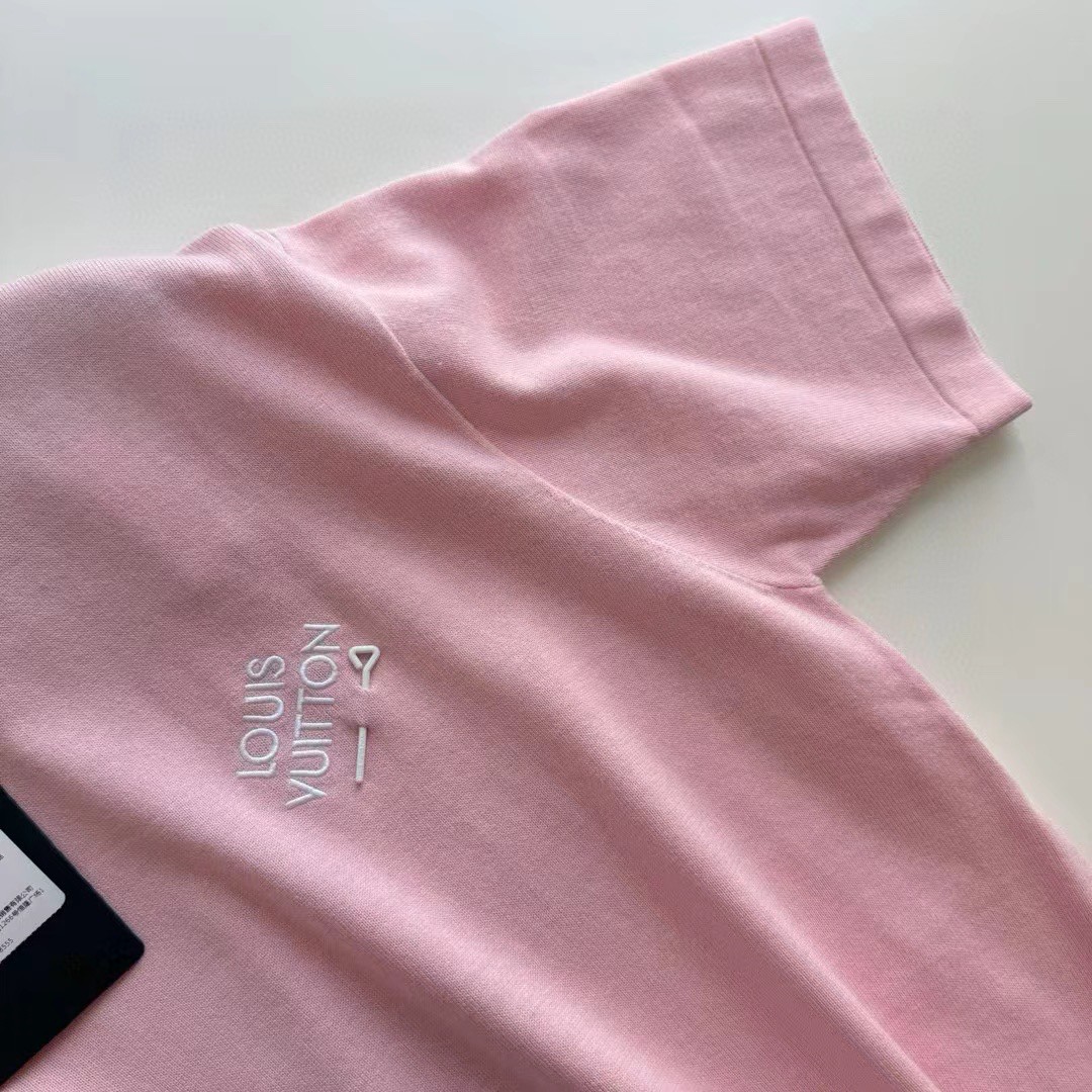 LOUIS VUITTON 路易威登 别针扣针织T恤 短袖 藏蓝色 粉色 黑色 白色 A5 1AFBUU