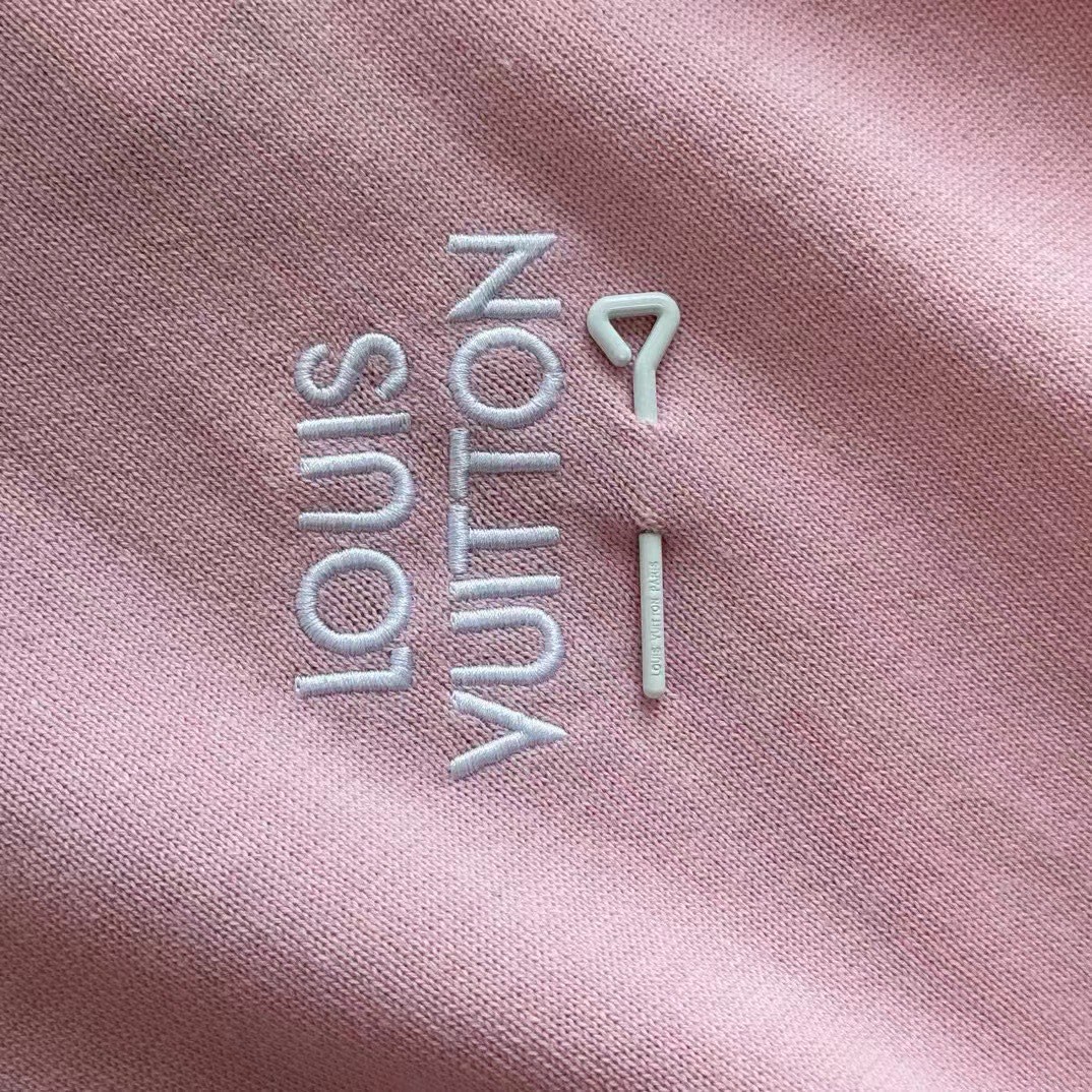 LOUIS VUITTON 路易威登 别针扣针织T恤 短袖 藏蓝色 粉色 黑色 白色 A5 1AFBUU