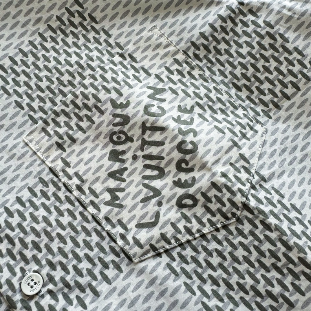 LOUIS VUITTON 路易威登 Monogram 棋盘格印花衬衫 外套 长袖 灰色 B0 1AFJDD