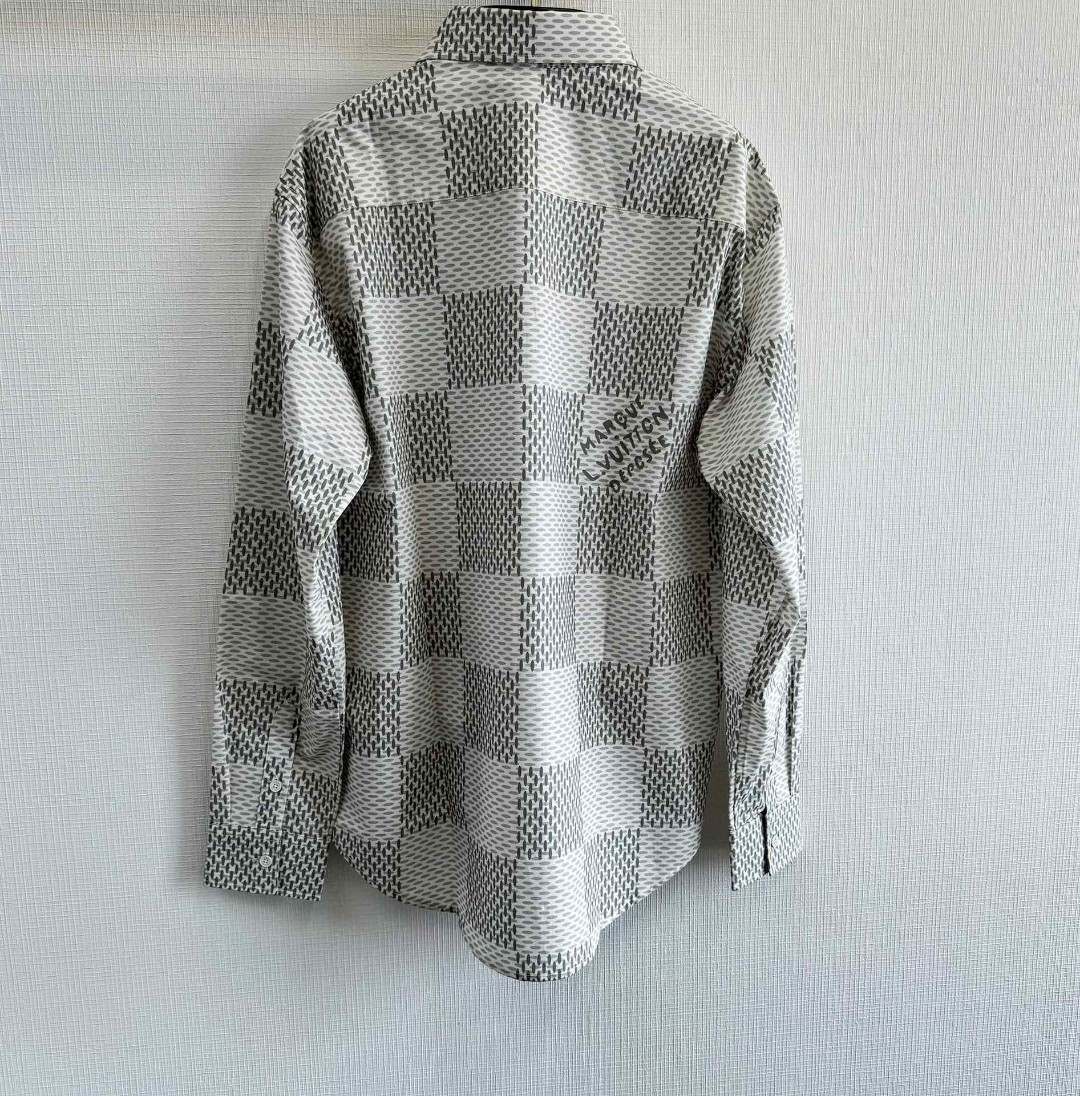 LOUIS VUITTON 路易威登 Monogram 棋盘格印花衬衫 外套 长袖 灰色 B0 1AFJDD