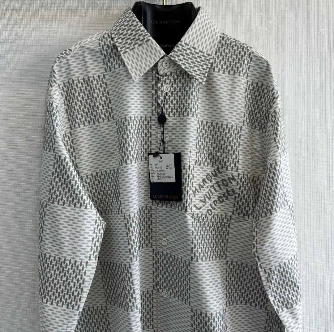 LOUIS VUITTON 路易威登 Monogram 棋盘格印花衬衫 外套 长袖 灰色 B0 1AFJDD