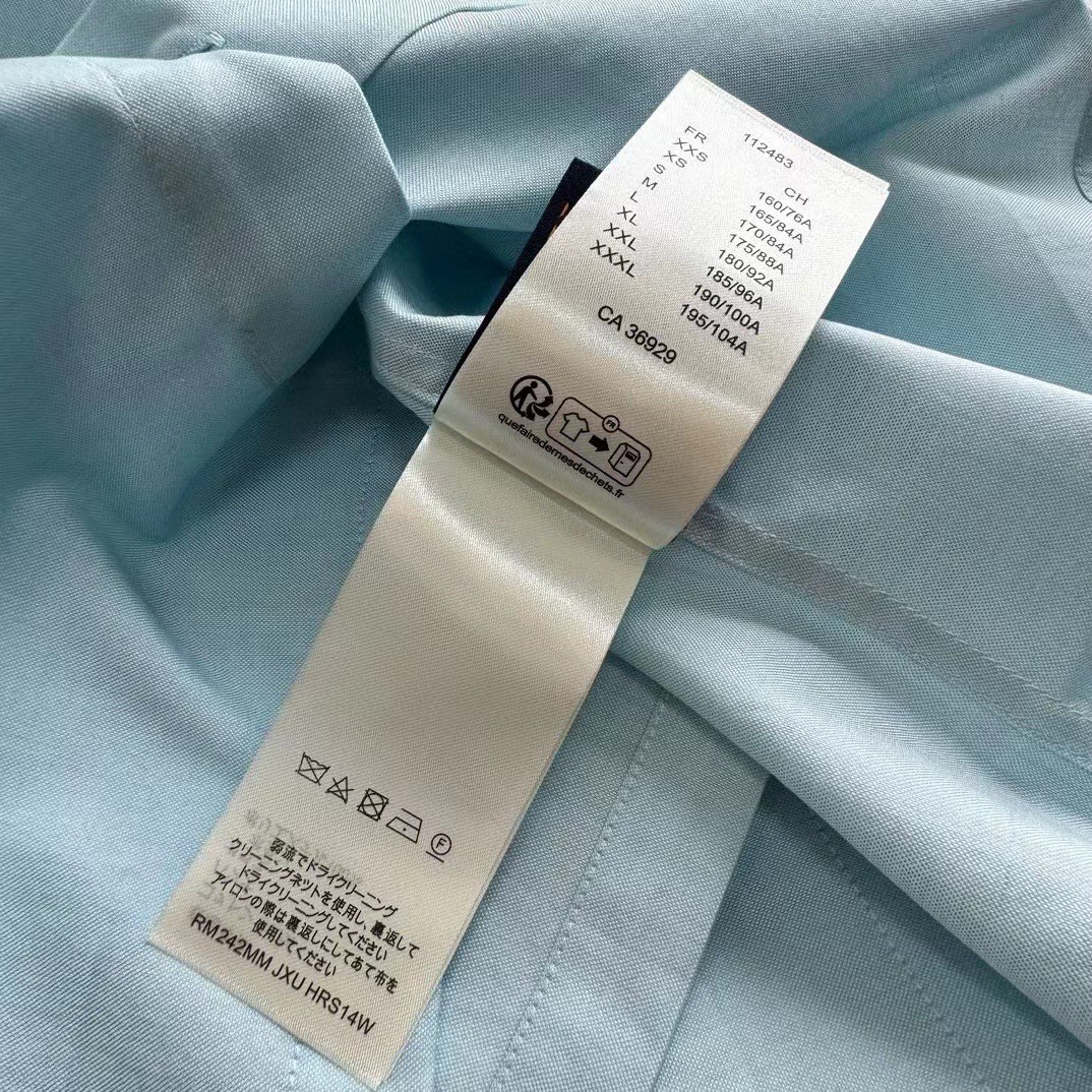 LOUIS VUITTON 路易威登 珠链章仔衬衫 短袖 蓝色 B0 1AFRLP