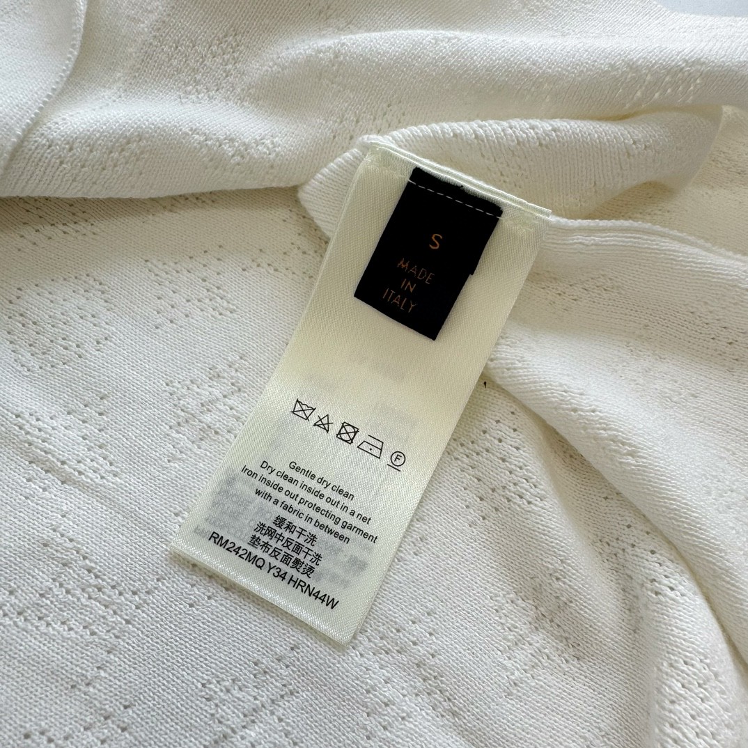 LOUIS VUITTON 路易威登 镂空提花毛织衬衫 短袖 橘色 白色 A5 1AFQSX