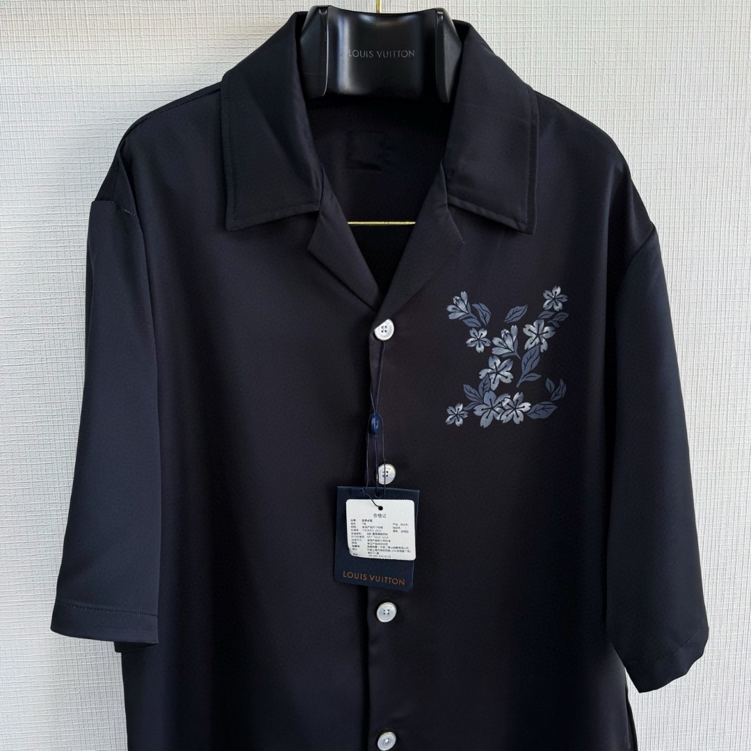 LOUIS VUITTON 路易威登 Nigo 联名款 花朵天丝印花衬衫 短袖 黑色 A5 1AIMHR