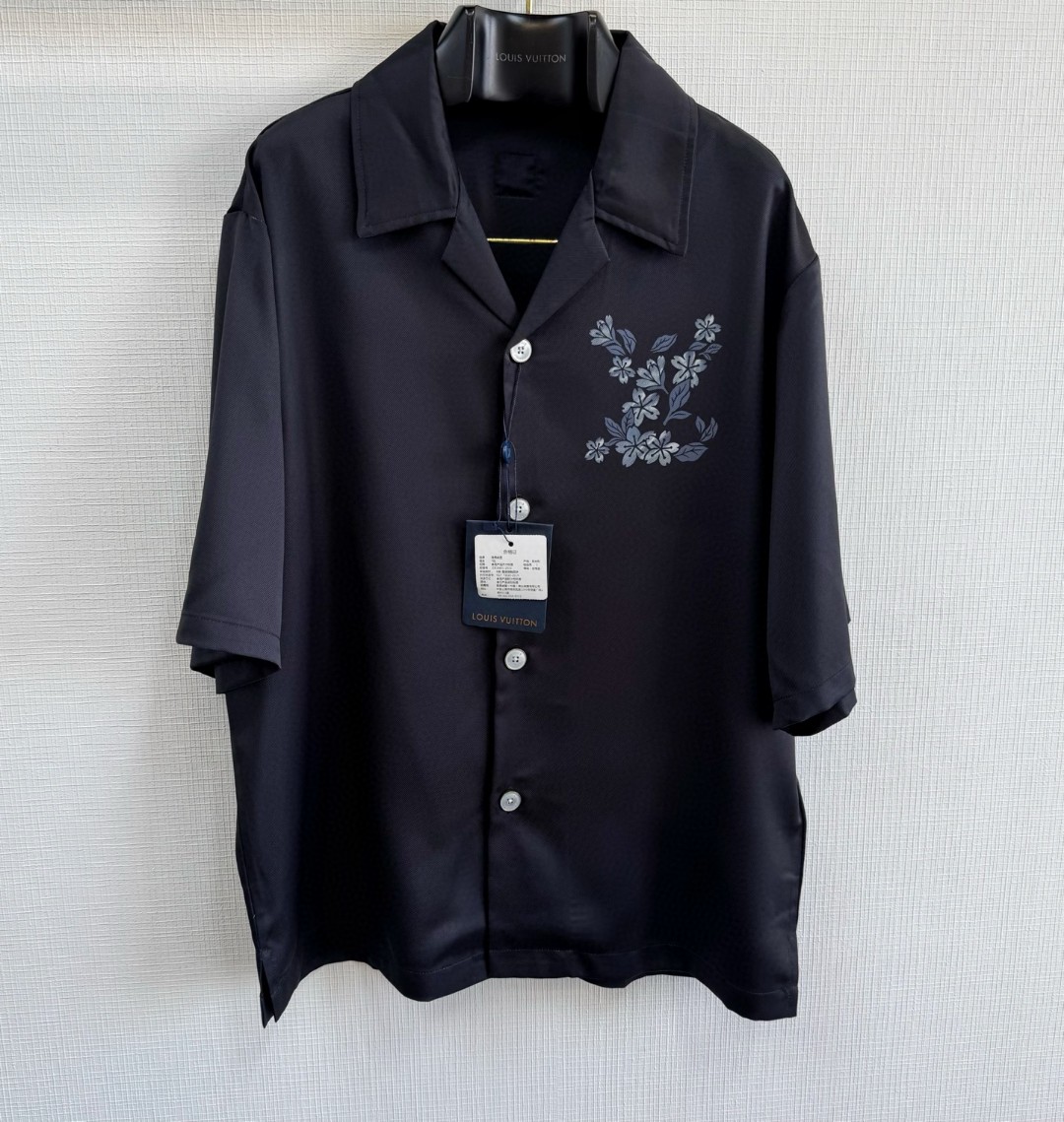 LOUIS VUITTON 路易威登 Nigo 联名款 花朵天丝印花衬衫 短袖 黑色 A5 1AIMHR
