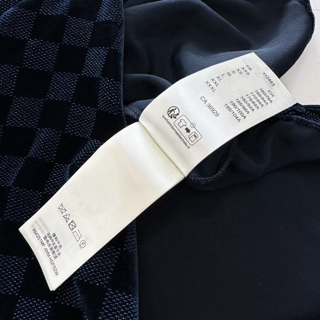 LOUIS VUITTON 路易威登 棋盘格印花丝绒衬衫 外套 长袖 蓝色 B5 1AFWF7