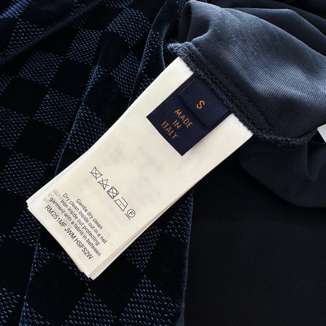 LOUIS VUITTON 路易威登 棋盘格印花丝绒衬衫 外套 长袖 蓝色 B5 1AFWF7