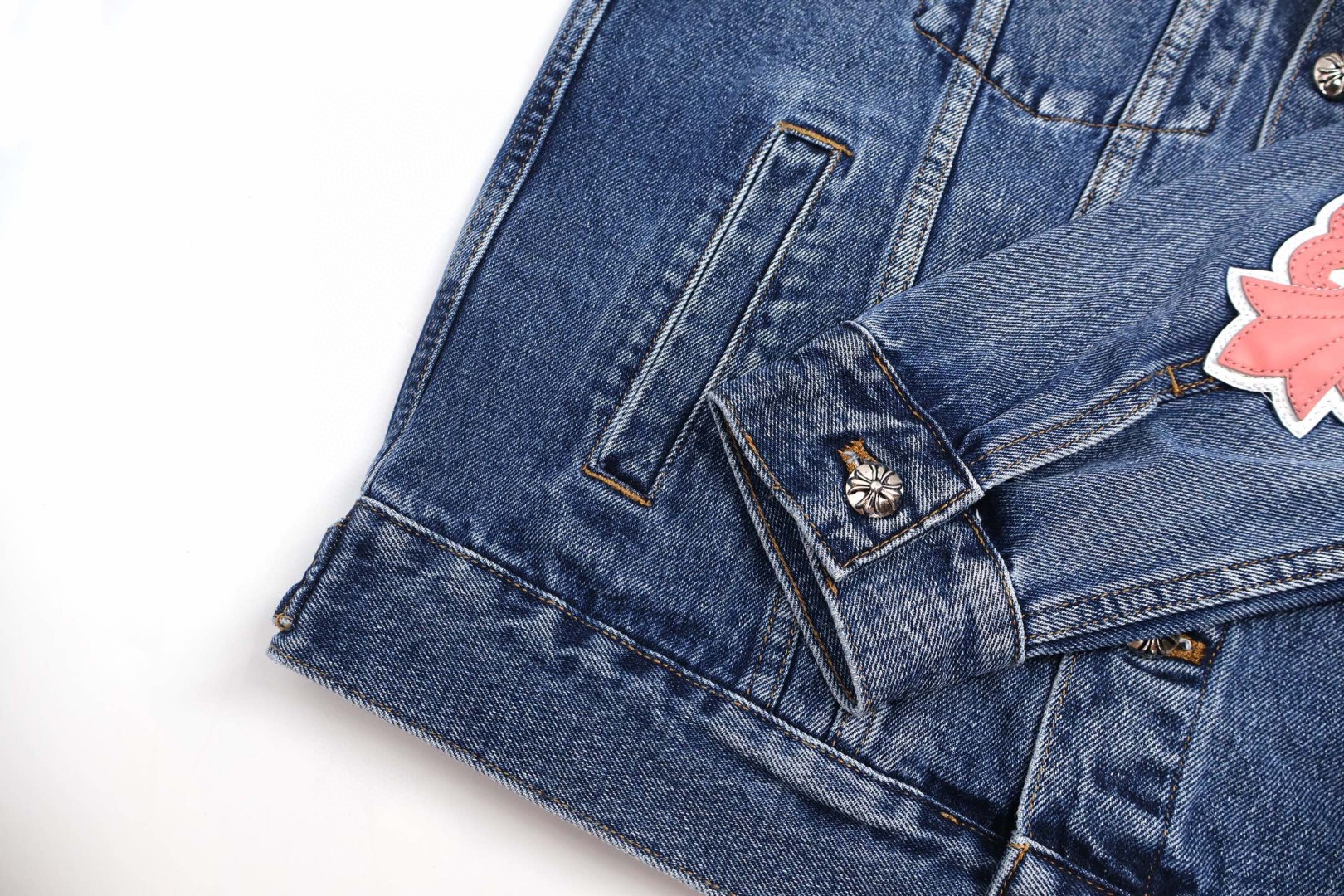 Chrome Hearts 克罗心 袖十字花牛仔外套 夹克 长袖 蓝色 蓝红色 蓝粉色 C0