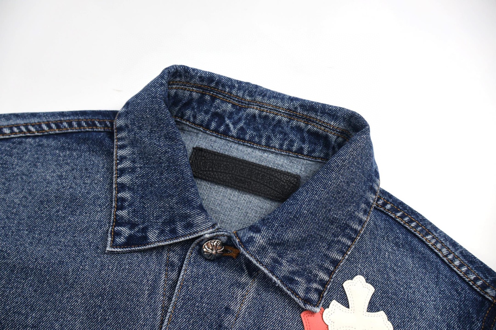 Chrome Hearts 克罗心 袖十字花牛仔外套 夹克 长袖 蓝色 蓝红色 蓝粉色 C0