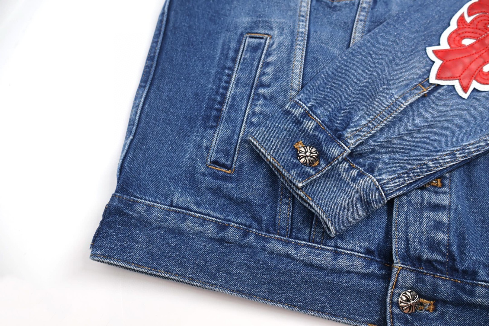 Chrome Hearts 克罗心 袖十字花牛仔外套 夹克 长袖 蓝色 蓝红色 蓝粉色 C0