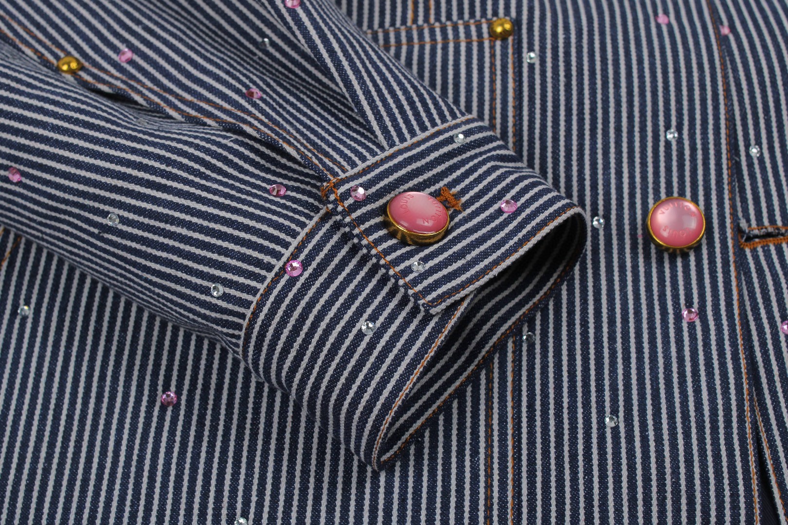 LOUIS VUITTON 路易威登 Nigo联名款 手缝水钻工装外套 夹克 蓝色 D0 1AILMB