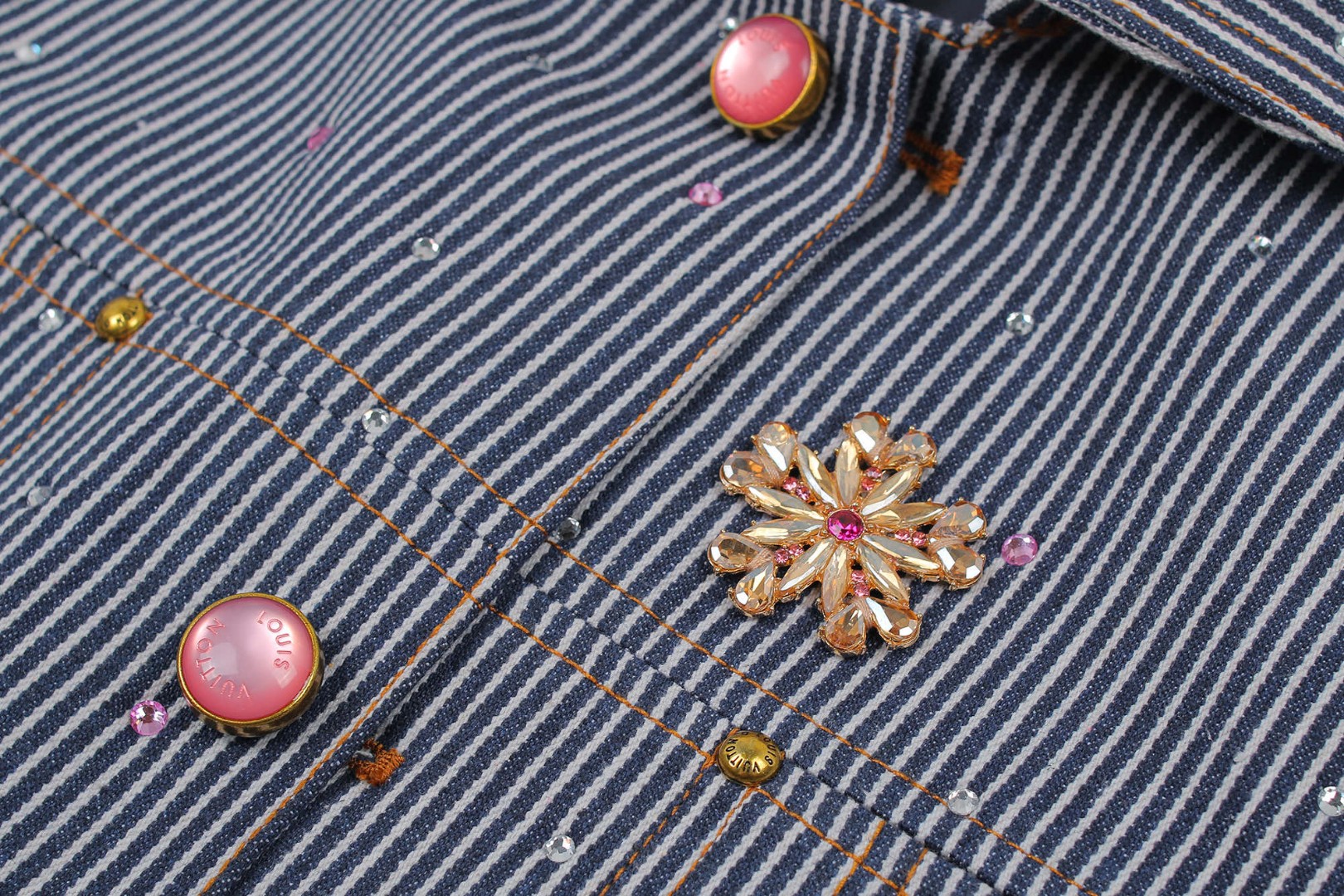 LOUIS VUITTON 路易威登 Nigo联名款 手缝水钻工装外套 夹克 蓝色 D0 1AILMB