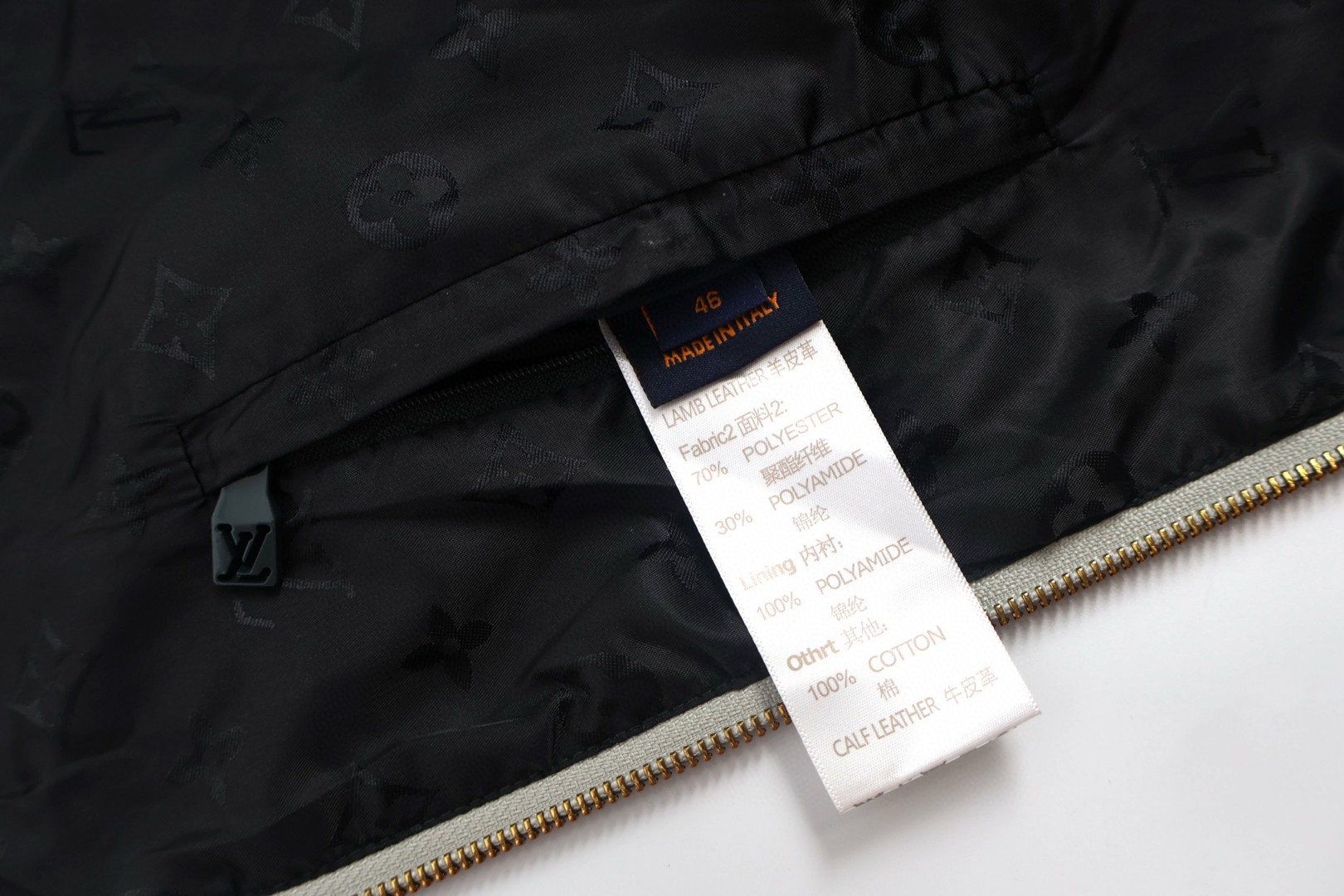 LOUIS VUITTON 路易威登 灰绿拼皮拼接夹克 外套 C0 1AIJX1