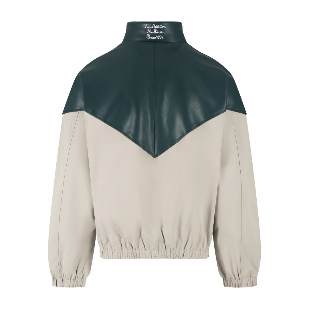 LOUIS VUITTON 路易威登 灰绿拼皮拼接夹克 外套 C0 1AIJX1