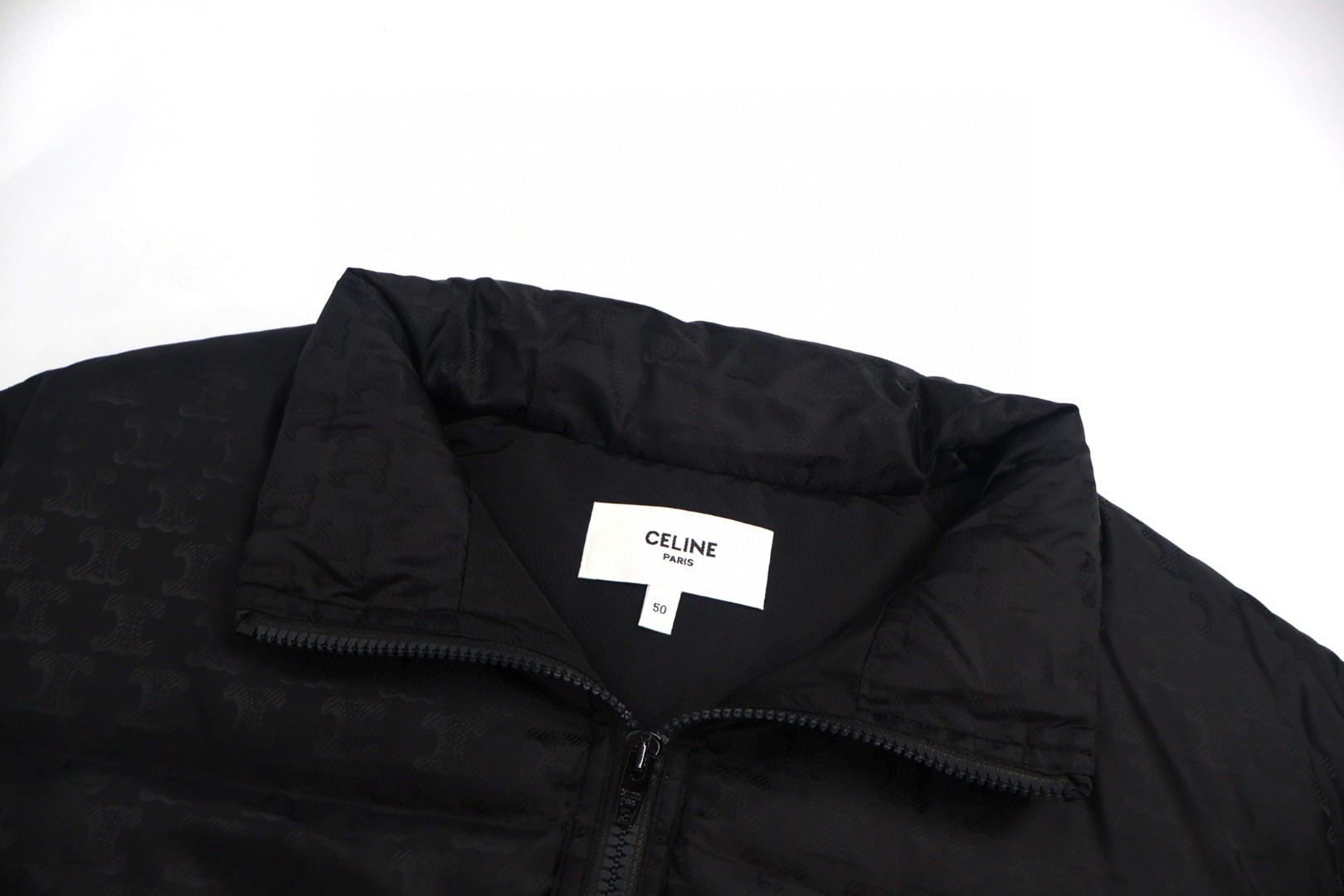 CELINE 赛琳 暗纹满印拉链立领羽绒服 外套 夹克 长袖 黑色 D0 2W31A795W-38NO