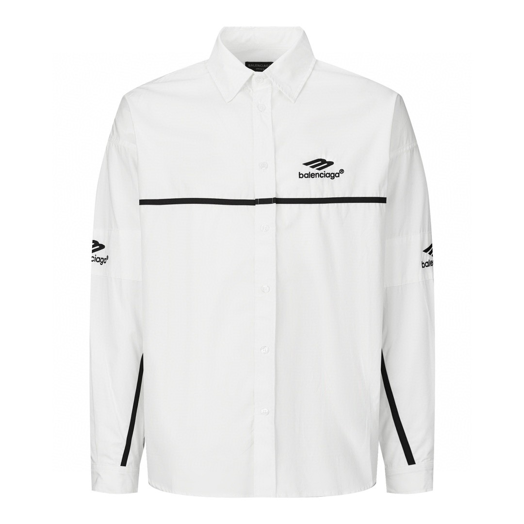 Balenciaga 巴黎世家 3B刺绣衬衫 外套 长袖 黑色 白色 A5 768770TNQ259000