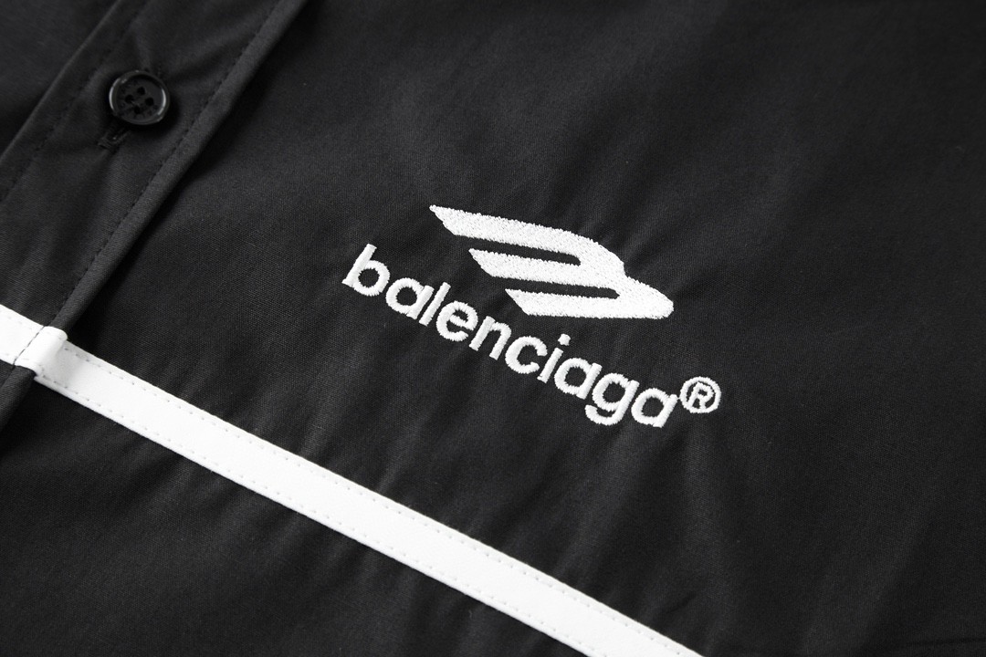 Balenciaga 巴黎世家 3B刺绣衬衫 外套 长袖 黑色 白色 A5 768770TNQ259000