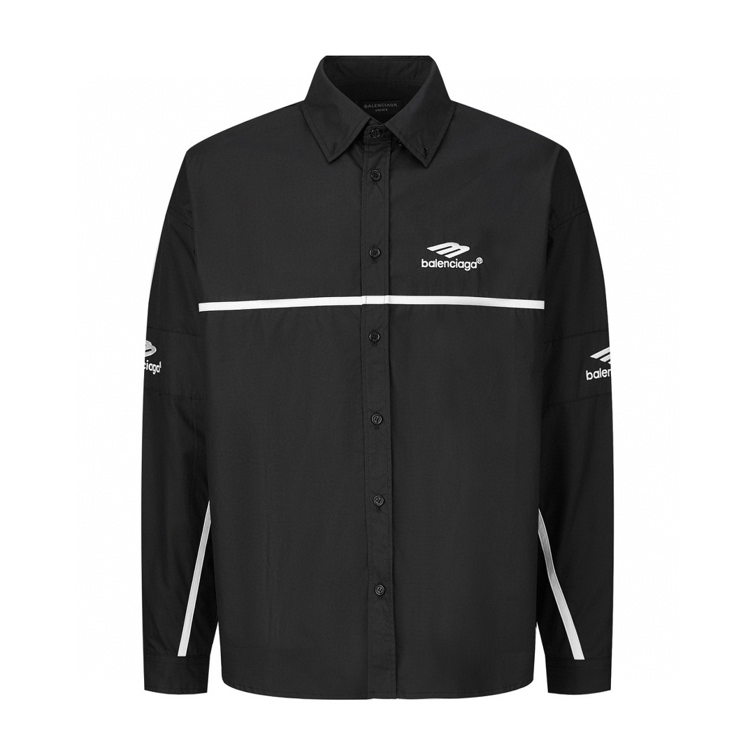 Balenciaga 巴黎世家 3B刺绣衬衫 外套 长袖 黑色 白色 A5 768770TNQ259000